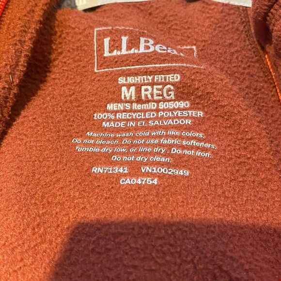 LL Bean Trail Fleece Mens Size Medium Regular Full Zip Jacket Brown Rust - Picture 10 of 10